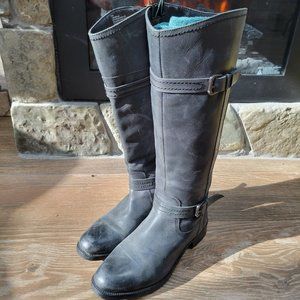 Knee High Dark Gray Riding Style Boots